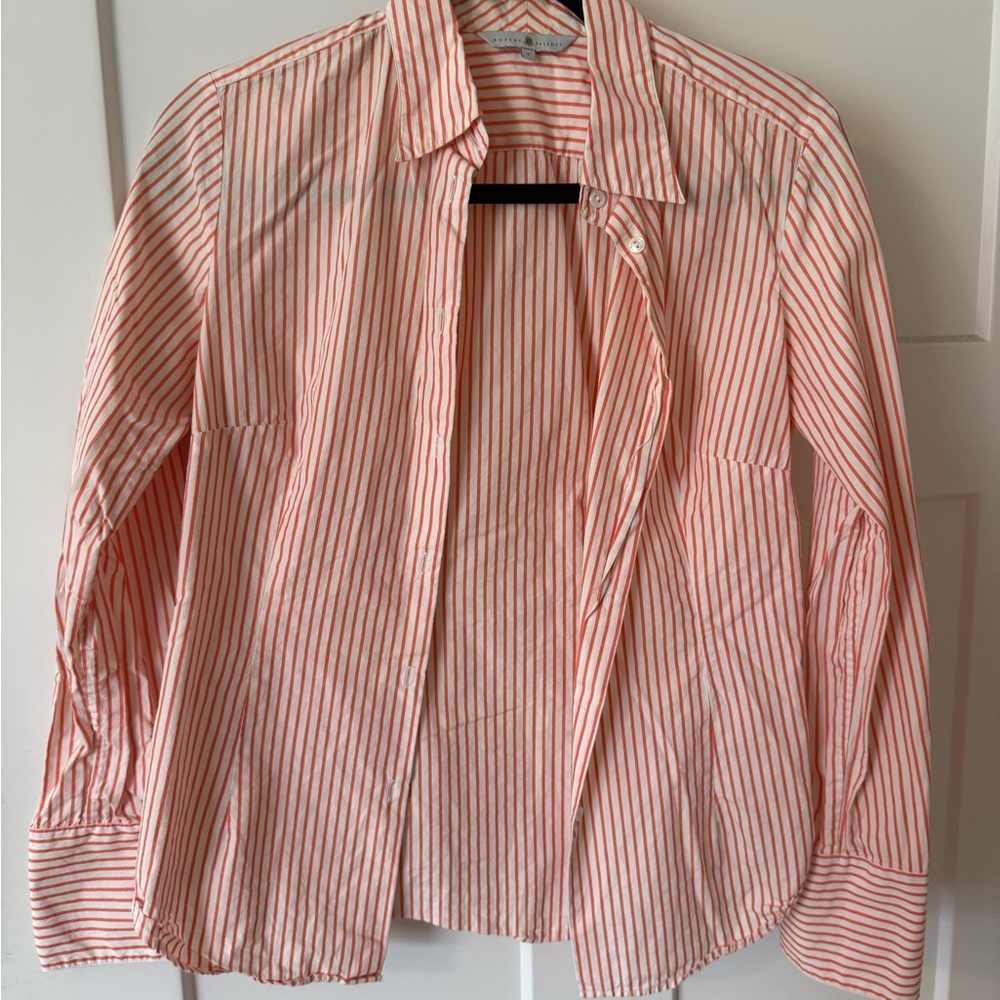 Robert Talbott Coral and White Striped Shirt